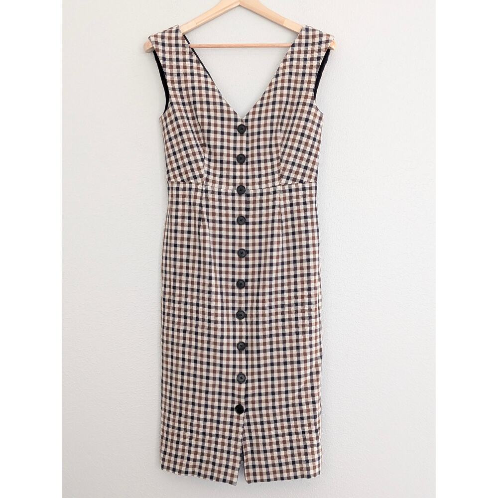 Veronica Beard Dress Lark Size 8 Plaid Check Midi Dress Knee Length $550 NWT - Picture 5 of 11